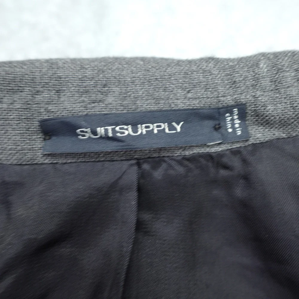 Suitsupply Jacket 46R Gray La Spalla Wool Double Breasted Blazer Lanificio Rogna